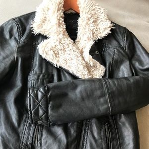 Zara TRF Shearling Faux Leather Jacket size S
